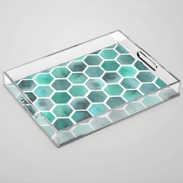 Seafoam Hexagons Acrylic Tray