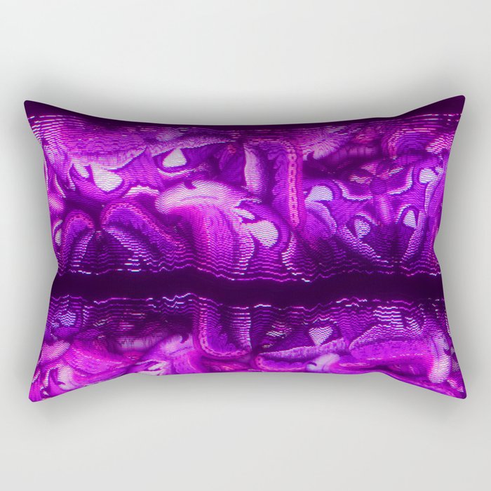 Purple Glitch Stripes Rectangular Pillow