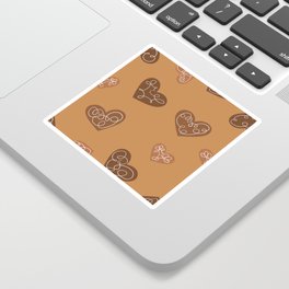 Gingerbread Hearts Brown Sticker