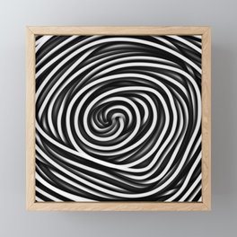 spiral abstract black and white Framed Mini Art Print