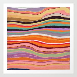 Colorful Boho Wave Striped Pattern Art Print