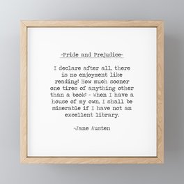 Bookworm Pride+Prejudice Quote by Jane Austen / Jane Austin Quote Framed Mini Art Print