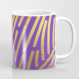 Deep Purple Gold colored abstract lines pattern Mug