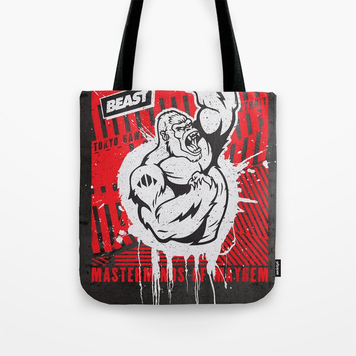 Mayhem Ape (Black on Red) Tote Bag