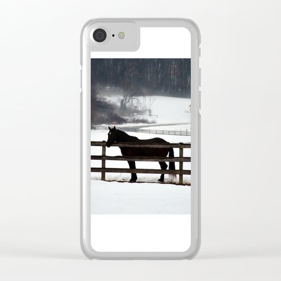 Horse in the Winter Fog Clear iPhone Case