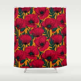 Red poppy garden    Shower Curtain