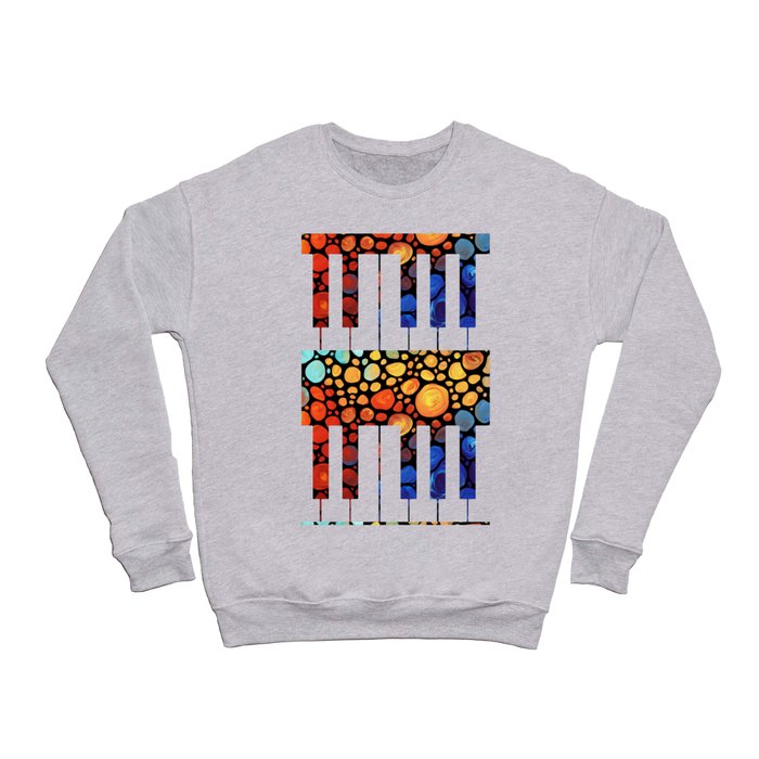 Whimsical Mosaic Music Art - Colorful Piano Crewneck Sweatshirt