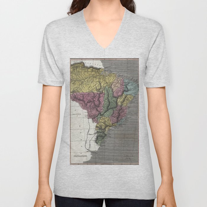 Map of Brazil - 1822 pictorial map from 1886 V Neck T Shirt