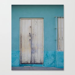 Azul blue wall wooden door Trinidad Cuba  Canvas Print