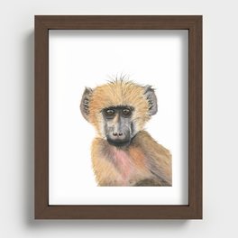 Baby Baboon Portrait Recessed Framed Print