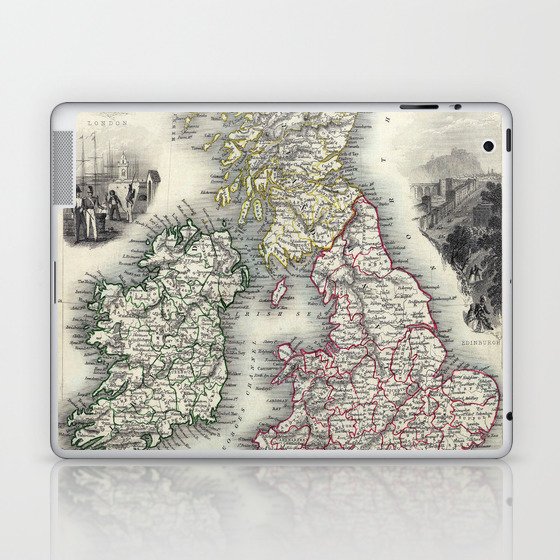The British Isles - Tallis - 1851 Vintage pictorial map Laptop & iPad Skin