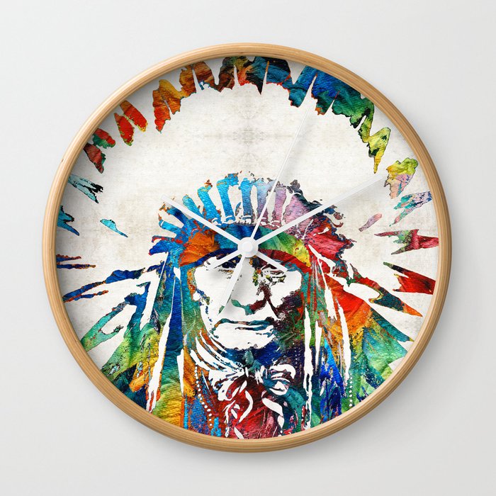 Native American Art - Chief - By Sharon Cummings Wall Clock