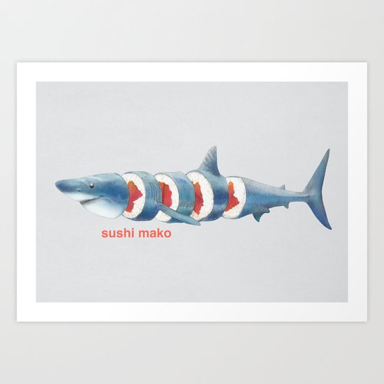 Sushi Mako (color option) Art Print