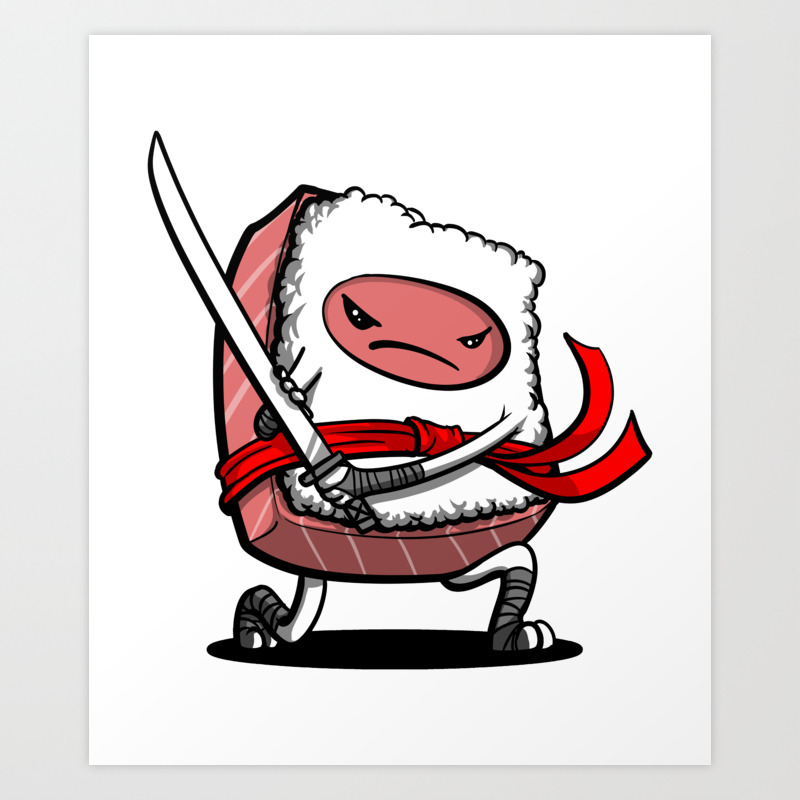 Sushi Ninja Samurai Japanese Food Art Print By Teecave Society6