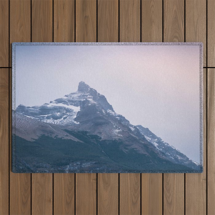 Argentina Photography - Huge Majestic Mountain Covered By Snow And Grass Outdoor Rug