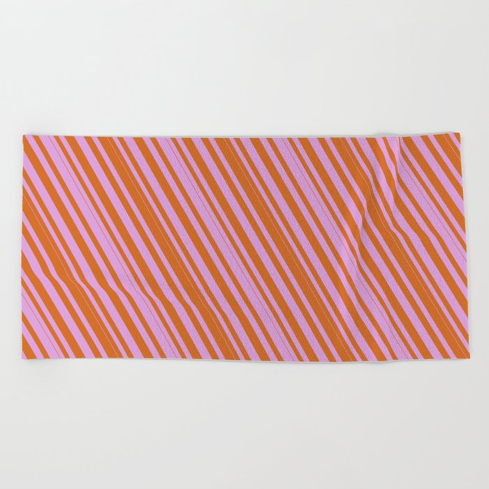 Chocolate and Plum Colored Lined/Striped Pattern Beach Towel