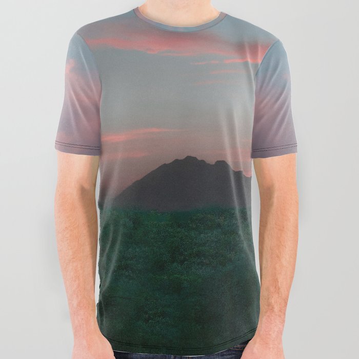Mexico Photography - Beautiful Pink Sunset Over The Mountains All Over Graphic Tee