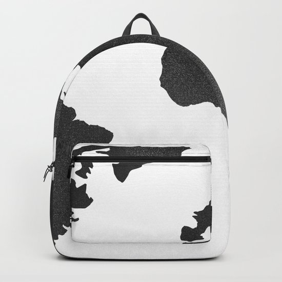 World Map in Textured Black Backpack