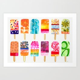 Summer day ice pops - rainbow popsicles Art Print