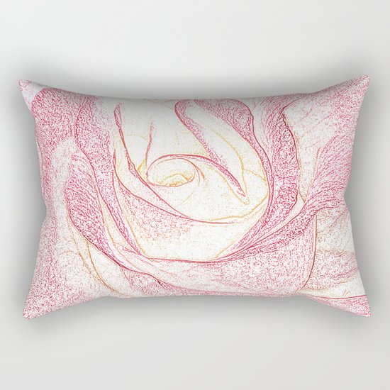Summer Rose Pencil on White Rectangular Pillow