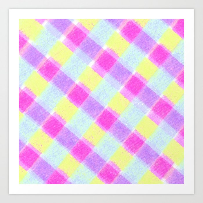 Electric Rainbow Checkered Pattern Art Print