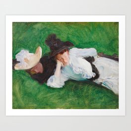 Two Girls on a Lawn by John Singer Sargent, 1889 Art Print