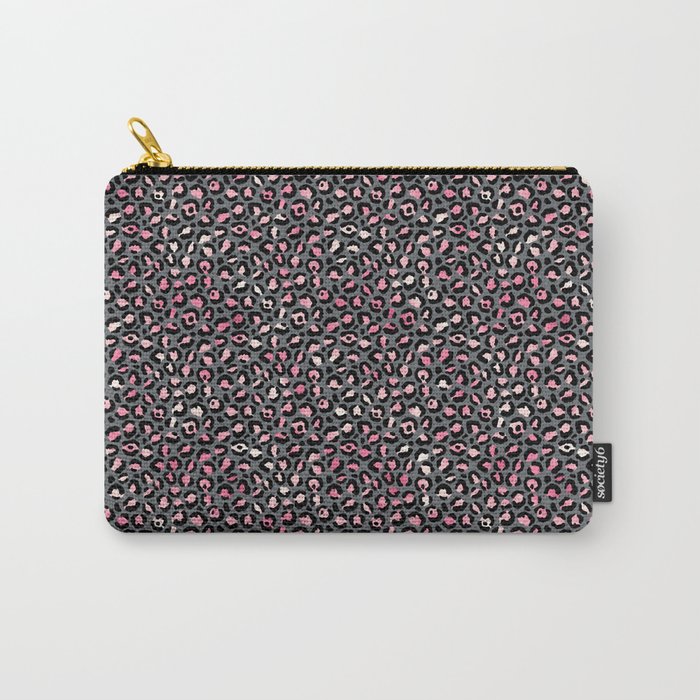 Pink Grey Leopard Pattern Carry-All Pouch