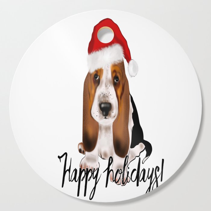 Cute Santa basset hound dog.Christmas puppy gift idea Cutting Board
