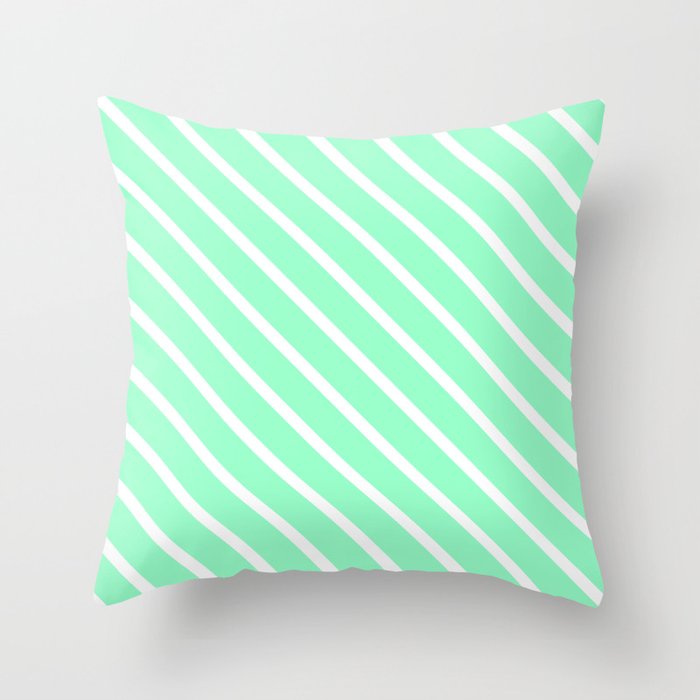 Mint Julep #2 Diagonal Stripes Throw Pillow