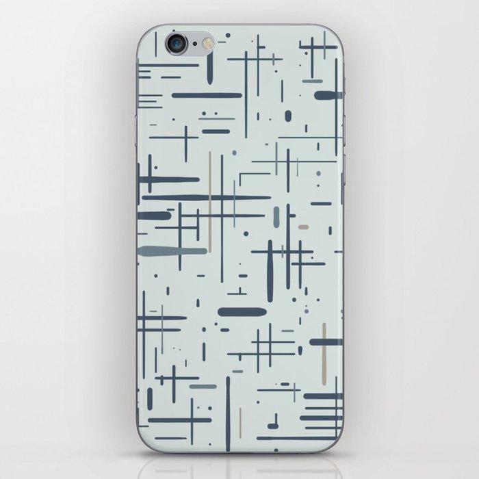 Mid-Century Modern Kinetikos Pattern in Light Ice Blue and Neutral Blue Gray Tones  iPhone Skin