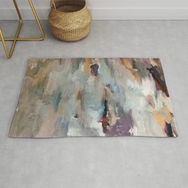 Gentle Beauty [3] - an elegant acrylic piece in deep purple, red, gold, and white Area & Throw Rug