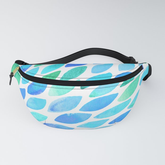 Watercolor brush strokes burst - turquoise and blue Fanny Pack