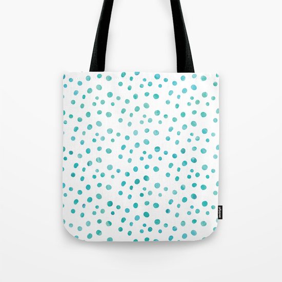 Small Blue Watercolor Abstract Polka Dots Tote Bag