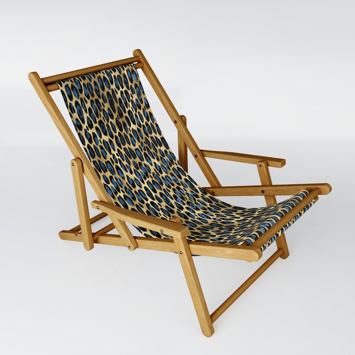 Blue And Gold Leopard  Sling Chair
