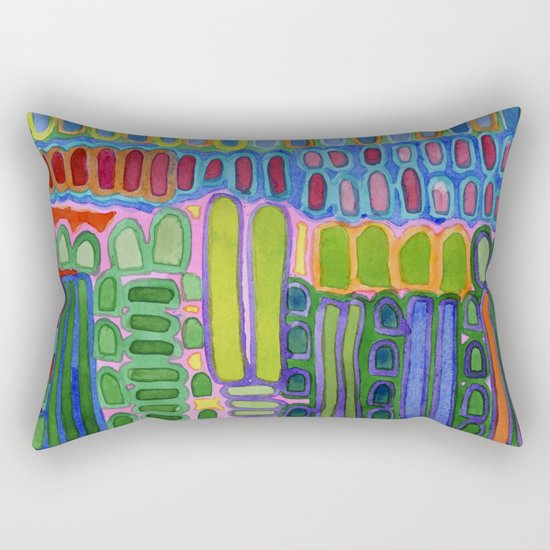 Colorful elongated Forms Pattern Rectangular Pillow