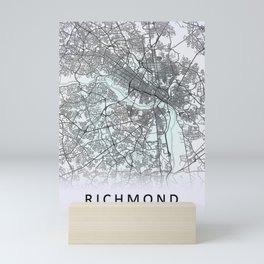 Richmond, VA, USA, White, City, Map Mini Art Print