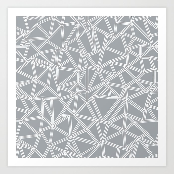 Shattered Ab Grey and White Art Print