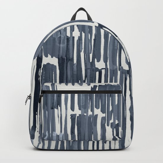 Simply Bamboo Brushstroke Indigo Blue on Lunar Gray Backpack