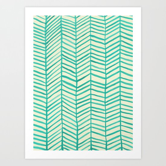 Mint Herringbone Art Print