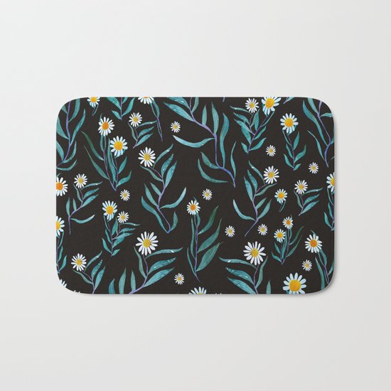 white flowers Bath Mat
