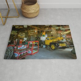 Tow Truck Garage at Restored Service Station on Route 66 in Missouri Rug