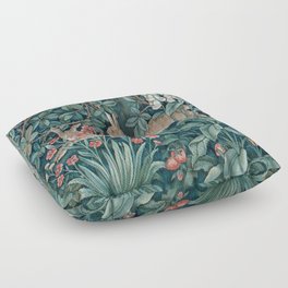 William Morris Forest Rabbits and Foxglove Greenery Floor Pillow
