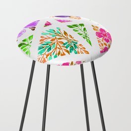 Pink and Purple Floral Mosaic Counter Stool