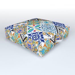 Tiles,mosaic,azulejo,quilt,Portuguese,majolica, Outdoor Floor Cushion