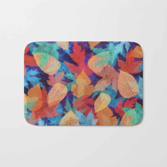Colorful fallen leaves Bath Mat