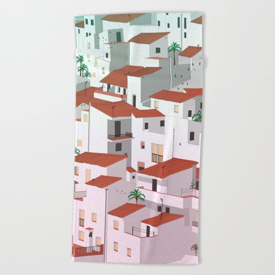 Sunset in my town Beach Towel