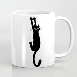 Black Cat Hanging On | Funny Cat Mug