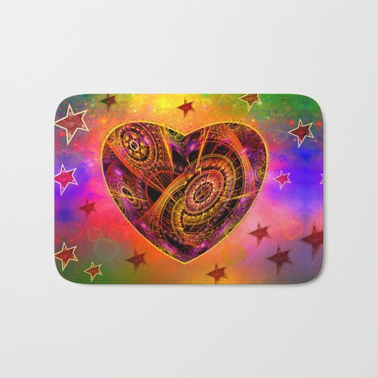 Colourful magical heart with tribal patterns Bath Mat