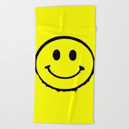 smiley face rave music logo Beach Towel