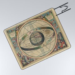 Vintage Map Print - 1660 celestial map - Ptolemaic Geocentric Model of the Universe Picnic Blanket
